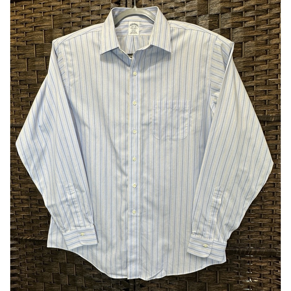 Brooks Brothers Regent Blue Stripe Button Down Dress Shirt Mens 16 1/2 36 - Picture 5 of 9